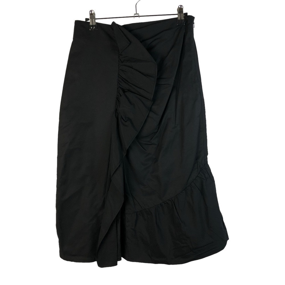 Halogen Black Ruffle Front Midi Skirt 4 - Picture 3 of 6